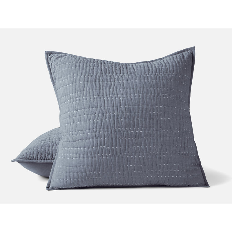 Channel Handstitched Organic Sham, Indigo Chambray