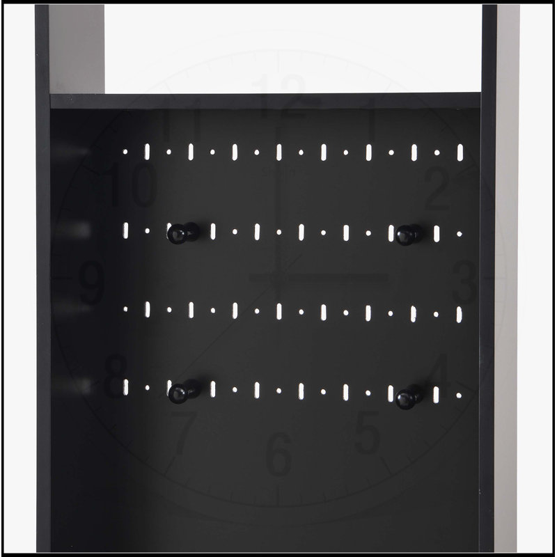 Arbre d'entrée contemporain l 39,3 po x H 70,8 po avec rangement, banc rembourré et panneau perforé pour vestibule et vestibule