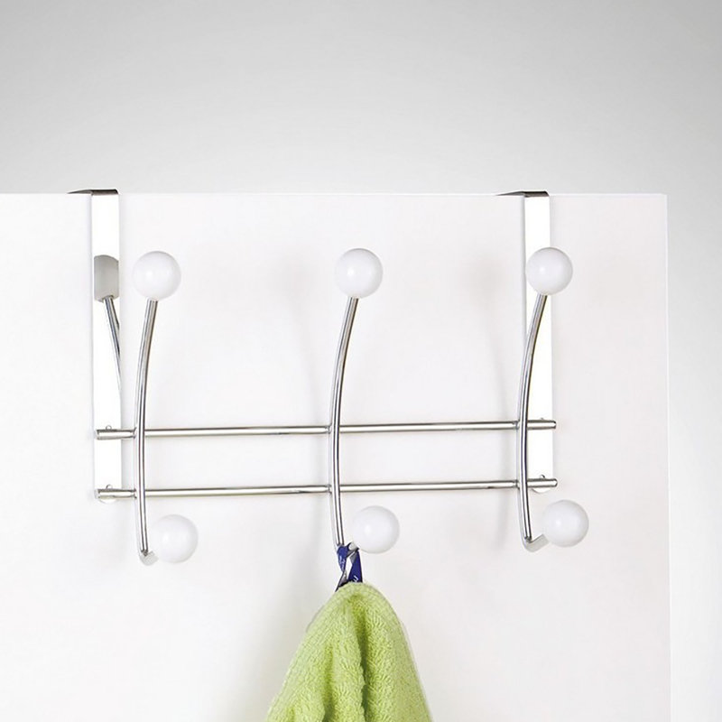 Support à 6 crochets à suspendre au-dessus de la porte, Chrome/blanc