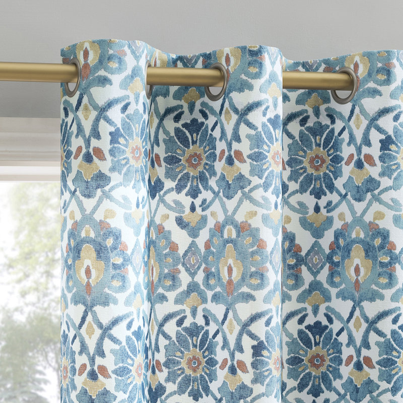Hastings Watercolor Medallion Semi-Sheer Grommet Curtain Panel, 40" W x 84" L