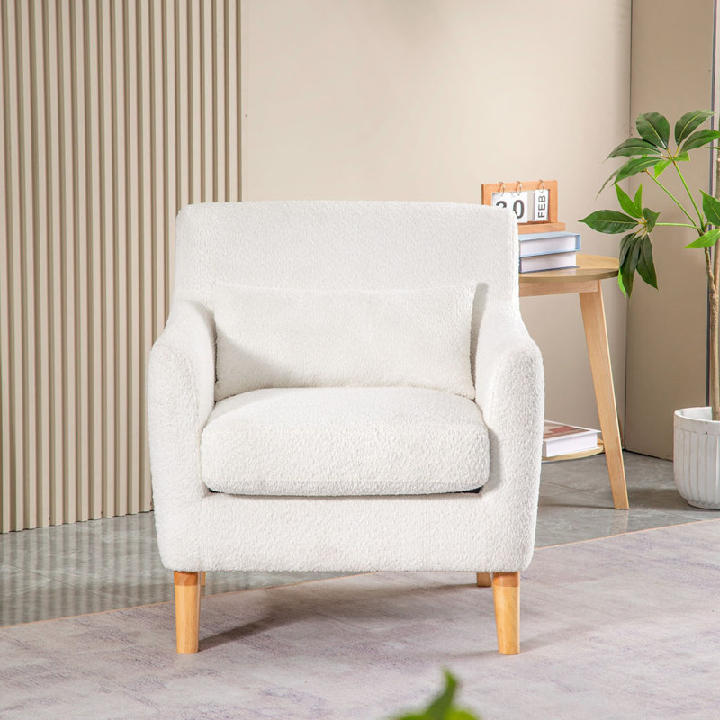 Fauteuil de 31 po de large Joele, Laine blanche