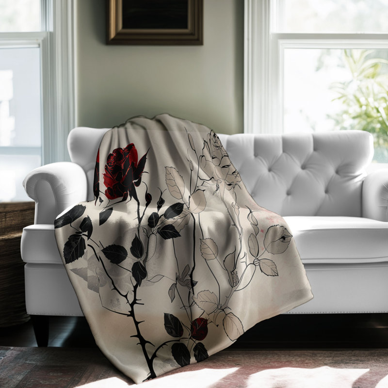 Simple Rose Motifs - Couverture de qualité supérieure 1 pièce, Grand lit