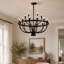 Lustre industriel noir rustique vintage à 18 lumières, style chandelle
