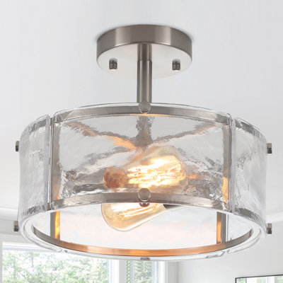 Kourtney 2-Light Caged Glass Drum Semi Flush Mount