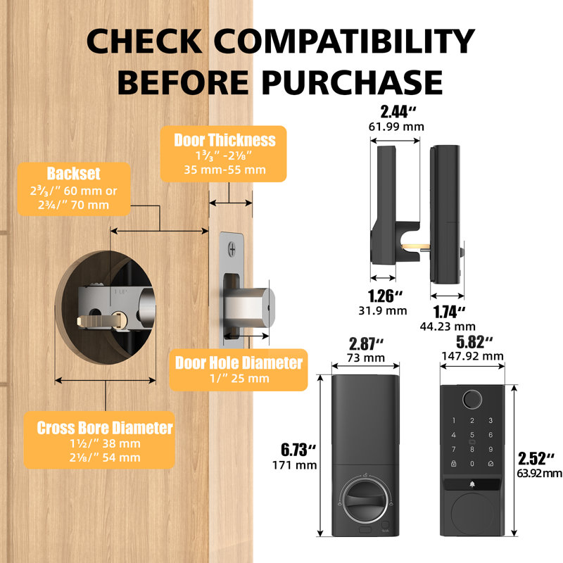Wi-Fi Smart Lock Touchscreen Single Cylinder Deadbolt with Smartkey Security, Satin Nickel