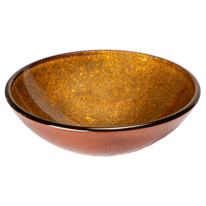 Eden Bath 16.38'' Bronze Tempered Glass Circular Bathroom Sink