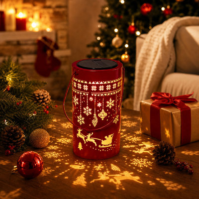 Décorations de Noël : lanternes solaires suspendues, lanternes à projection découpées festives pour jardin, terrasse et cour. Lumières décoratives pour les fêtes.