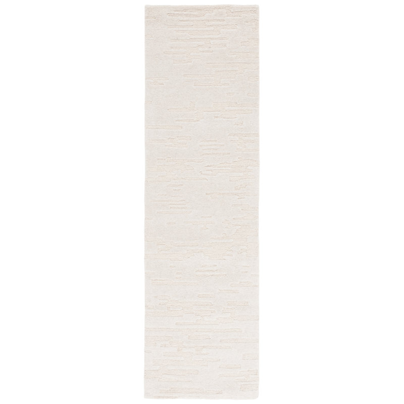 Tapis ivoire en laine / animal de compagnie / coton touffeté à la main Marqueeta, Tapis de couloir 2 pi 3 po x 8 pi