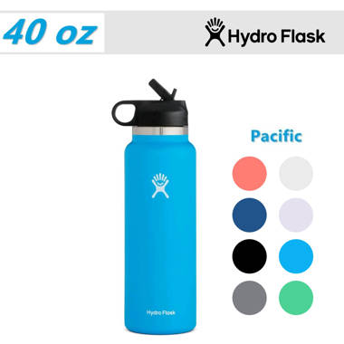 Hydro Flask 32 oz Double Wall Vacuum Insulated Stainless Steel Sports Water  Bottle, Wide Mouth with BPA Free Straw Lid, Raspberry