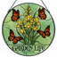 12"H Butterfly Flowers Stained Glass Window Panel