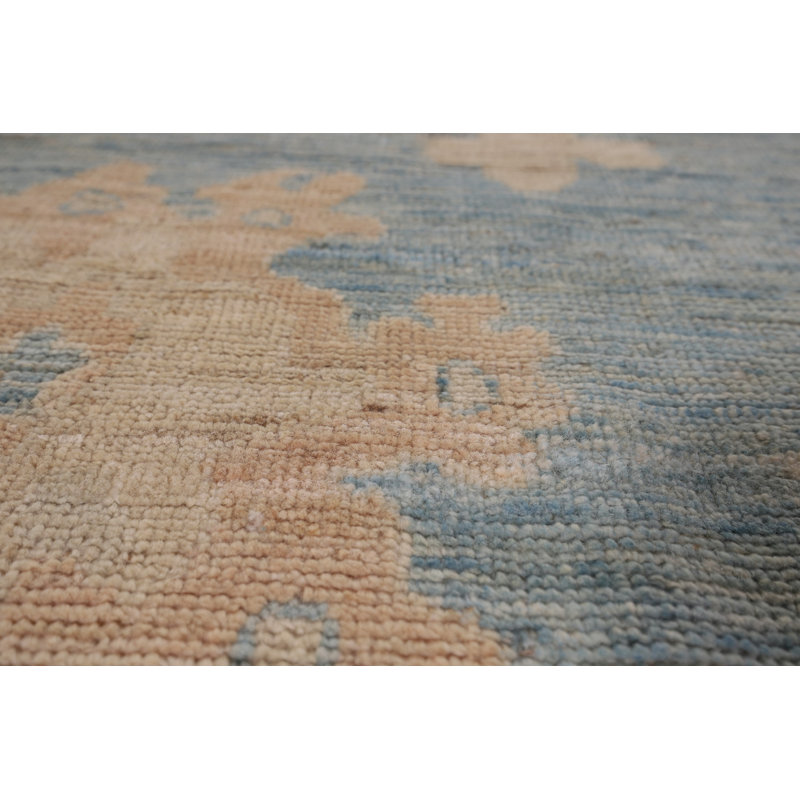 Tapis bleu teint à la main Oushak