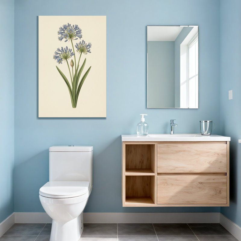 Plantes et fleurs bleues Agapanthus sur fond crème, H 30 po x l 20 po