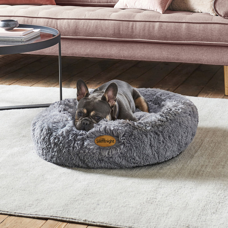 Silentnight Calming Plush Donut Pet Bed, S/M 20cm H x 70cm W x 70cm D, Grey