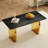 Modern Rectangular Table With 0.4 Inch Black Patterned Tabletop And Gold Legs