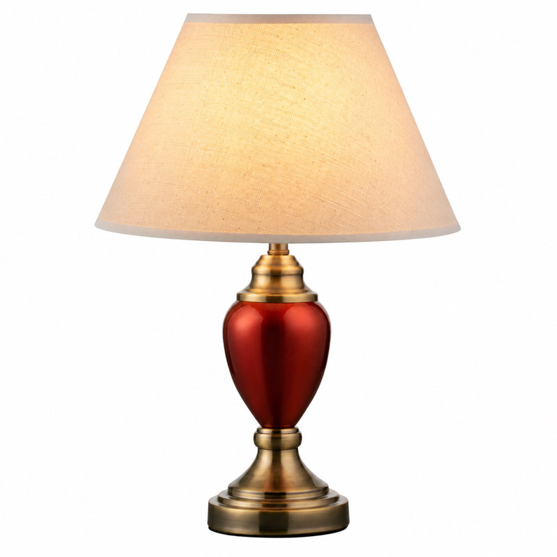 Ehrenfeld 43Cm Classic Antique Touch Bedside Table Lamp, Red