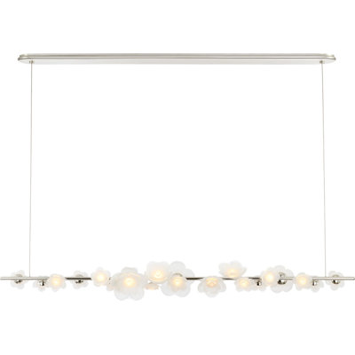 Petaluma 63" Linear Chandelier with Etched and Clear Glass Flowers