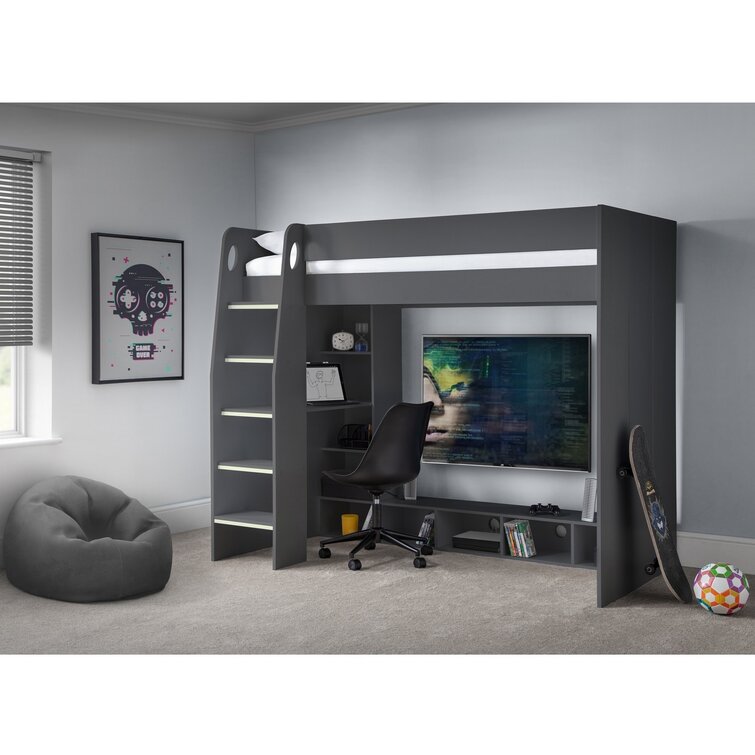 gagnon Single (3') Bed Frames High Sleeper Loft Bed with Built-in-Desk