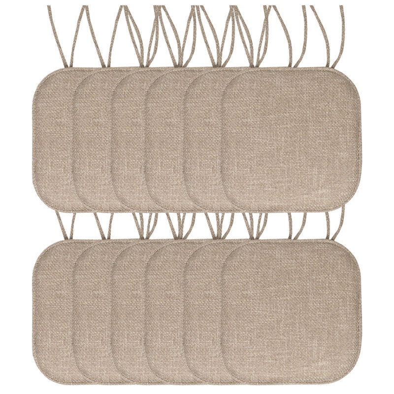 Coussin de chaise antidérapant en mousse à mémoire de forme à chevrons 16 po x 16 po avec attaches, 2, Taupe