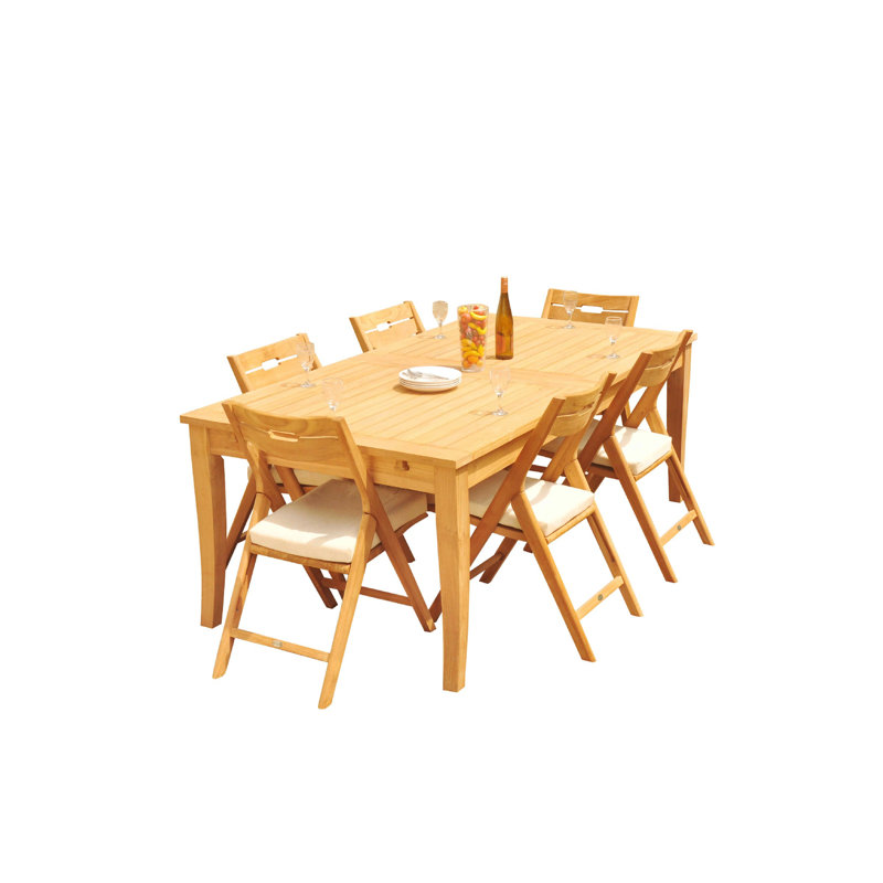 Cimara 6 - Person Teak Wood Patio Dining Set with Rectangular Table
