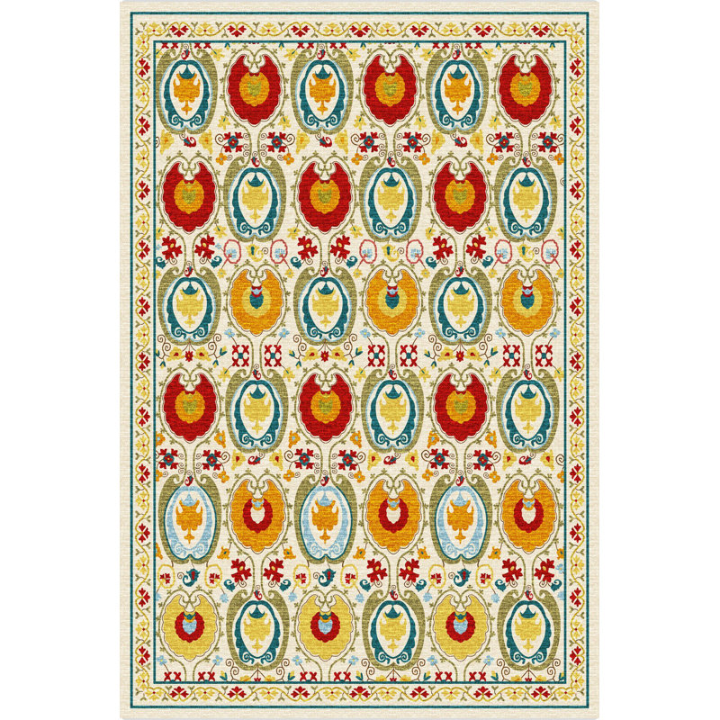 Multi-Colored Traditional Motif Decorative Rug, Runner 3'9.81" x 6'6.74"