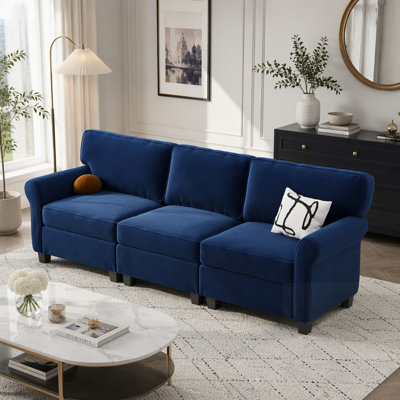 3-Seater Corduroy Sofa with Deep Seats, Thickened High-Rebound Sponge, Removable Cushions, and Sturdy Frame for Living Room, Bedroom, Apartment, and Office.