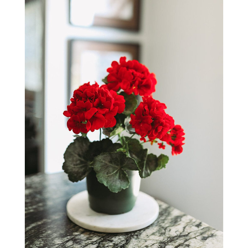 Red Artificial Geranium Bush 15", Red