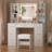 Adriel 39.4" Makeup Vanity With Led Lighted Mirror, 7 Drawers, Power Outletand And Stool