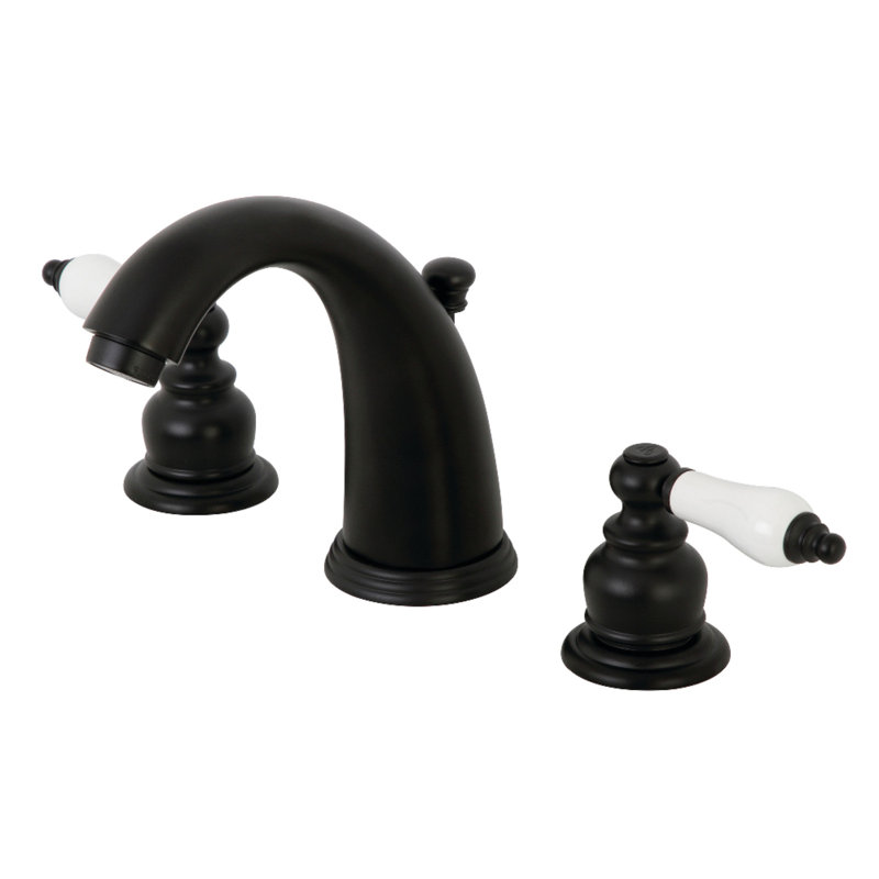 Robinet de salle de bain à deux poignées à fixation sur le comptoir à 3 trous avec drain escamotable Kingston, Noir mat