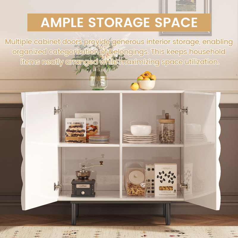 31.5" Luxury Sideboard Buffet Cabinet, White,for Living Room Dining Room,Entryway