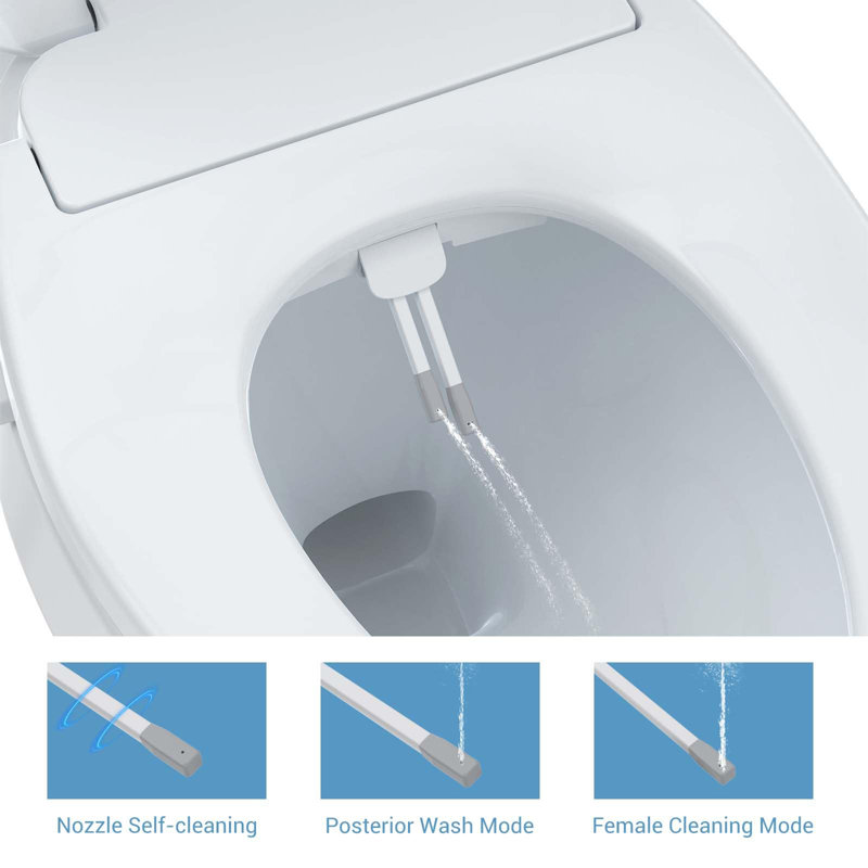 Bidet Toilet Seat, Electric Bidet, Warm Water With Air Dryer, Heated Seat, Slow Close Lid