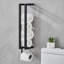 Porte-serviettes de toilette mural à capacité de 4 rouleaux, porte-serviettes de cuisine en acier inoxydable noir mat avec rangement pour rouleaux supplémentaires