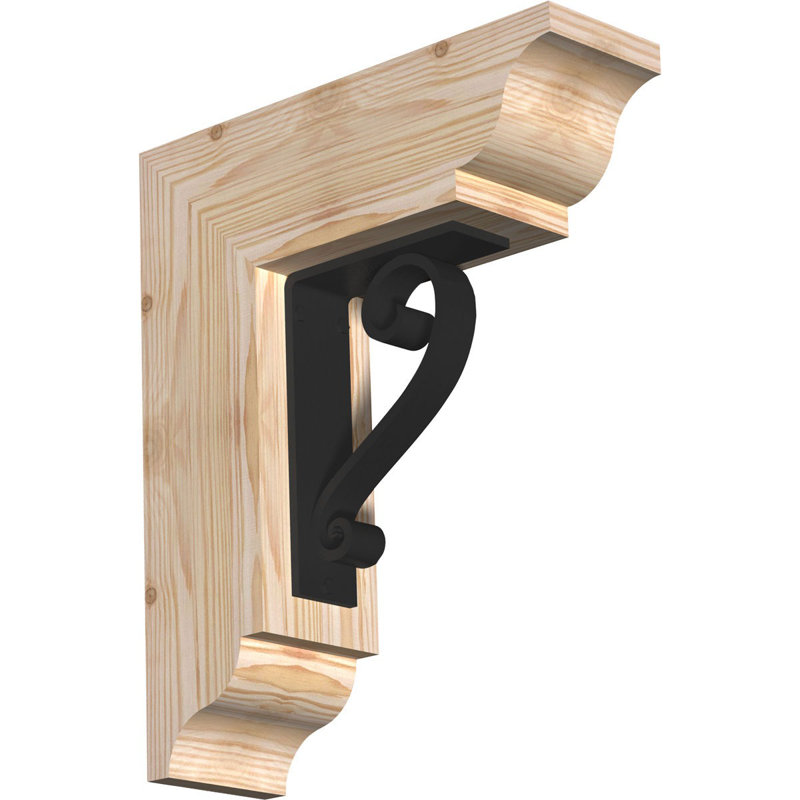 Support de fer traditionnel à triple support Edwards, H 12 po x P 9 1/2 po, Sapin de Douglas de l 3 1/2 po x T 2 po (lisse)