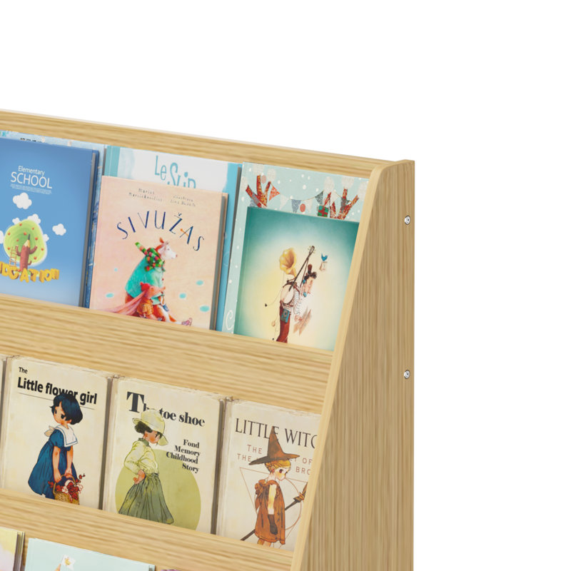 4-Tier Kids Bookshelf, Toddler Book Display Shelves, Neutral