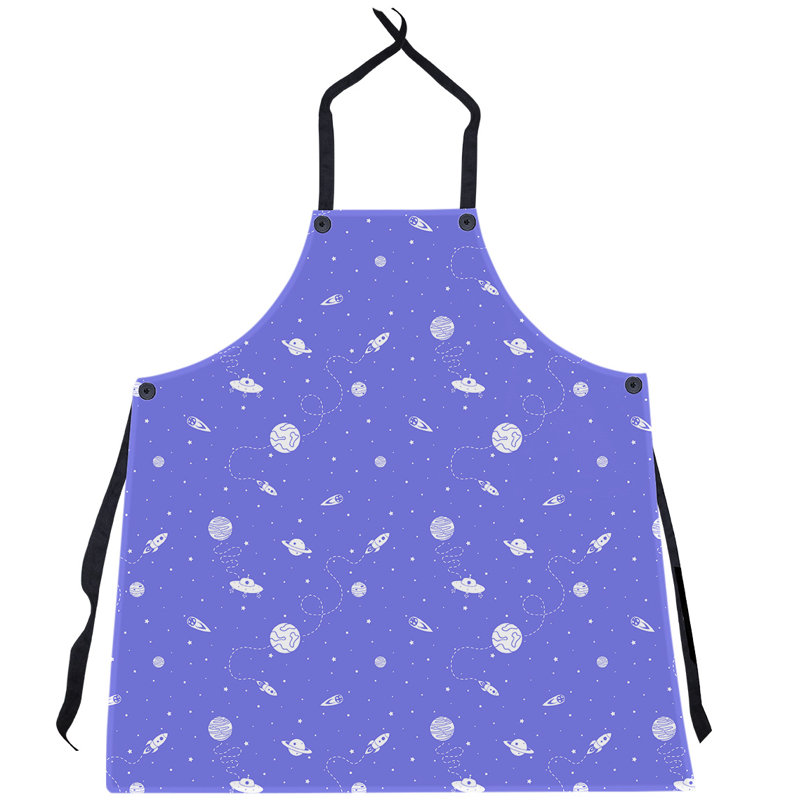 Tablier à motif extérieur espace, Bleu