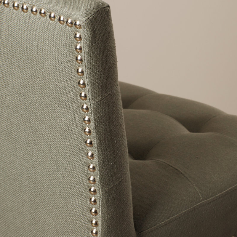 Apoloniusz Upholstered Counter Stool with Solid Wood Frame, Sea Mist Linen