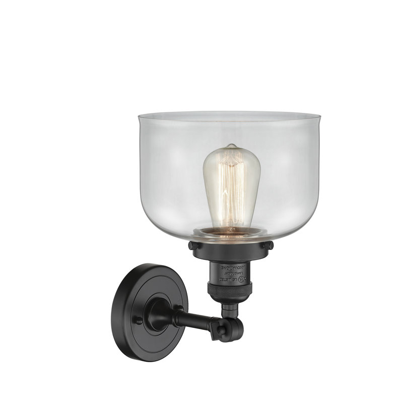 Handley Glass Semi Flush Mount, No Bulb Included, Clear, Matte Black