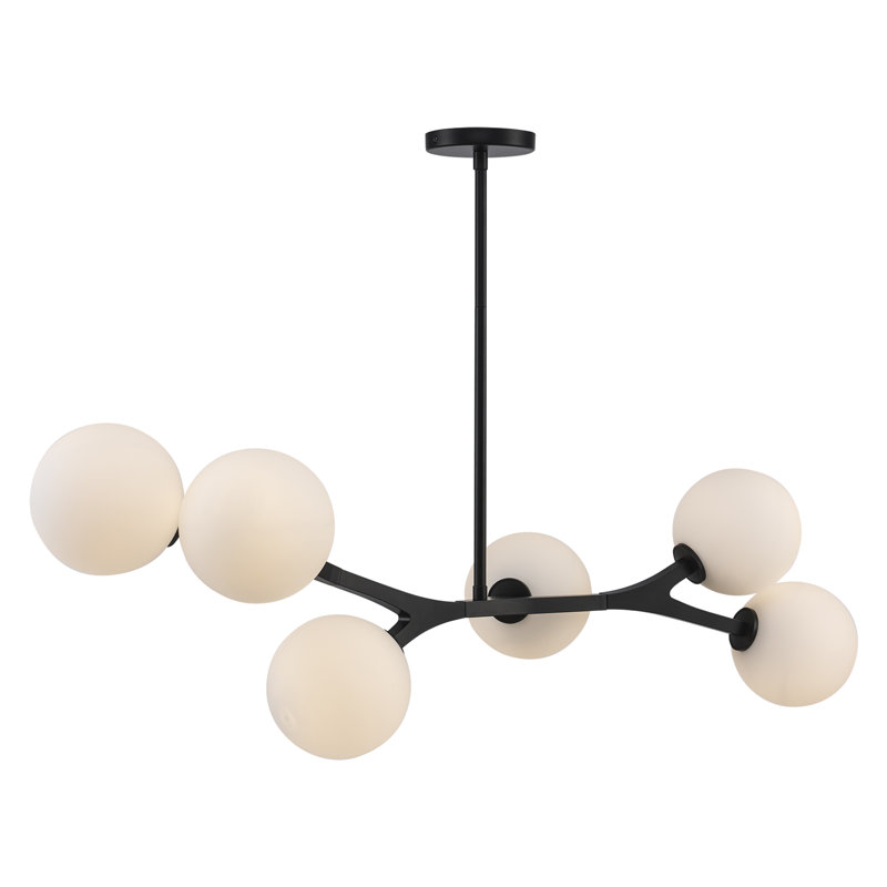 Luminaire suspendu moderne 6 lumières Onstott, Noir