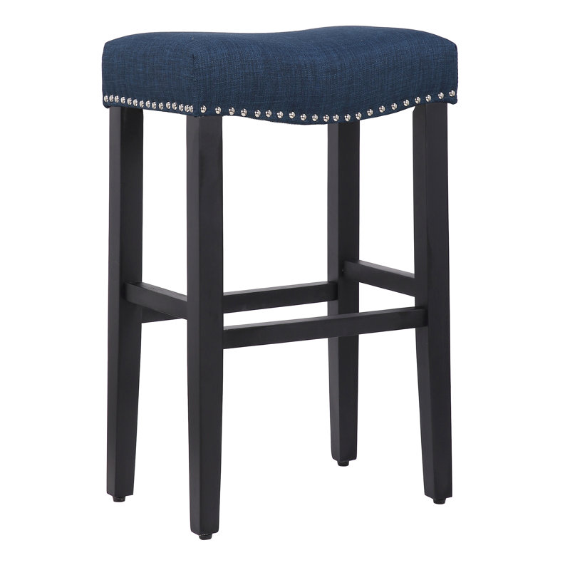Tabouret de bar et de comptoir rembourré Jameson, Tabouret de bar (siège d'une hauteur de 29 po), Noir / bleu marine