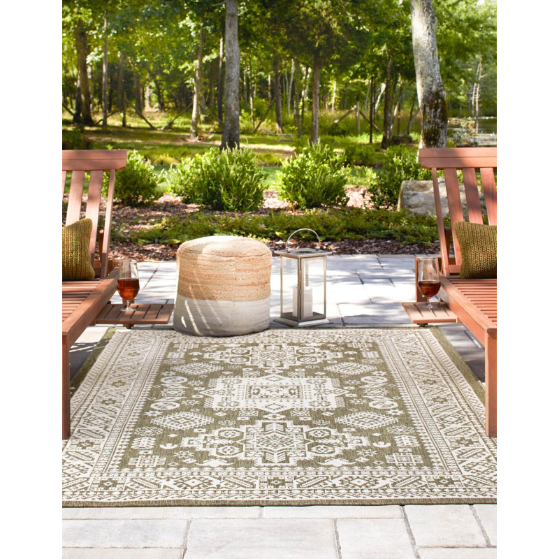 Tapis intérieur / extérieur brun Anarsja Southwestern, Rectangle 10 pi x 13 pi