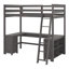 Lit mezzanine double en bois avec bureau en U, tablettes de rangement et tiroirs-1016246015
