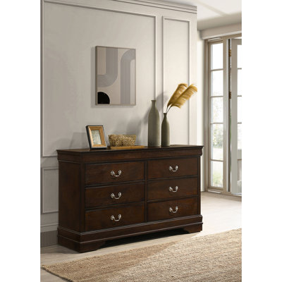Commode à 6 tiroirs Frances Cappuccino (comprend la commode seulement et non le miroir)