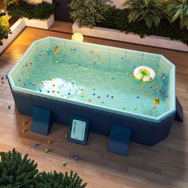 Piscine pliante gonflable en PVC, 19,68 po x 5,48 po x 9,4 po