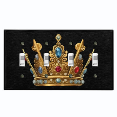 Plaque murale standard à 4 interrupteurs à bascule Elegant Jewel Crown