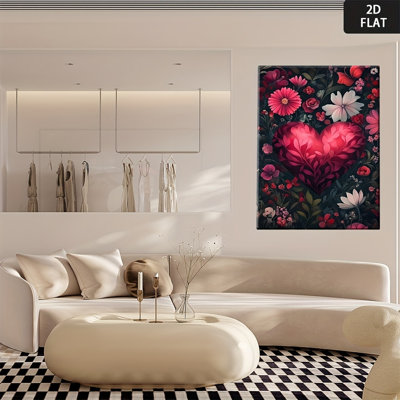 Lush Romantic Floral Heart Canvas Print - Urban Studio
