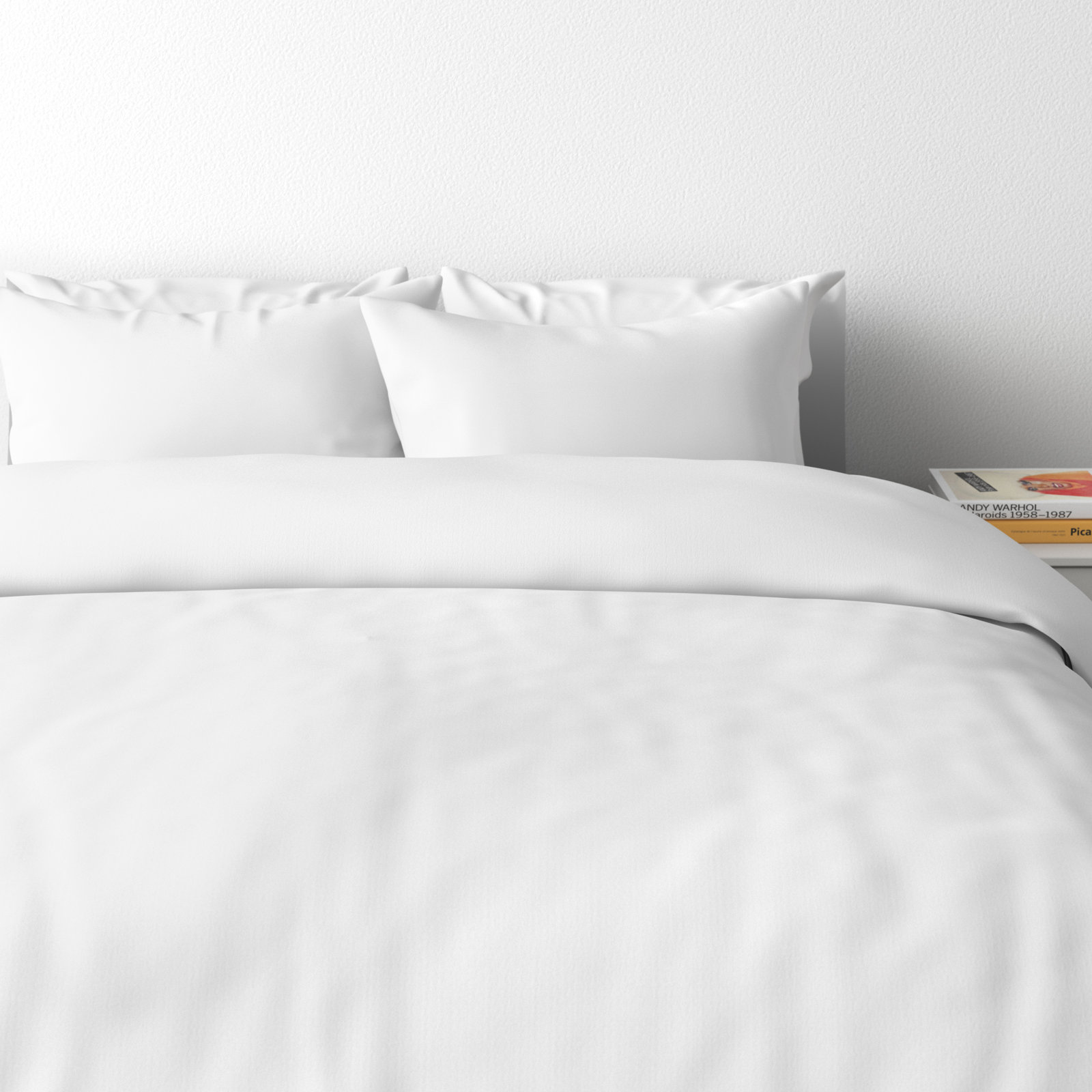 Kandice Cotton Percale Duvet Cover Set, White, Queen Duvet Cover + 2 Shams