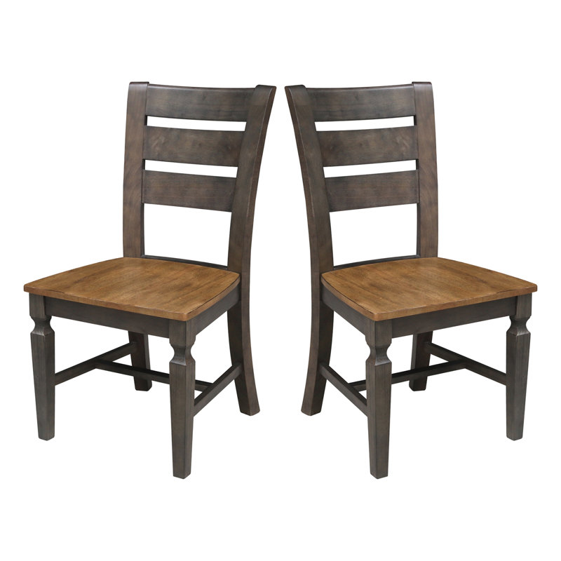  Chaise en bois massif Hensley, Hickory / charbon délavé