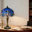 Lampe de table de style Tiffany avec abat-jour en verre coloré libellule bleue, lampe fabriquée à la main de 12 pouces pour la décoration de la chambre à coucher et du salon, ampoule incluse