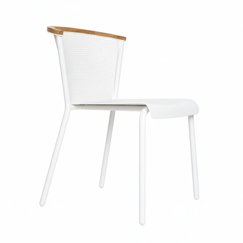Riad Outdoor Dining Side Chair, White, No Cushion