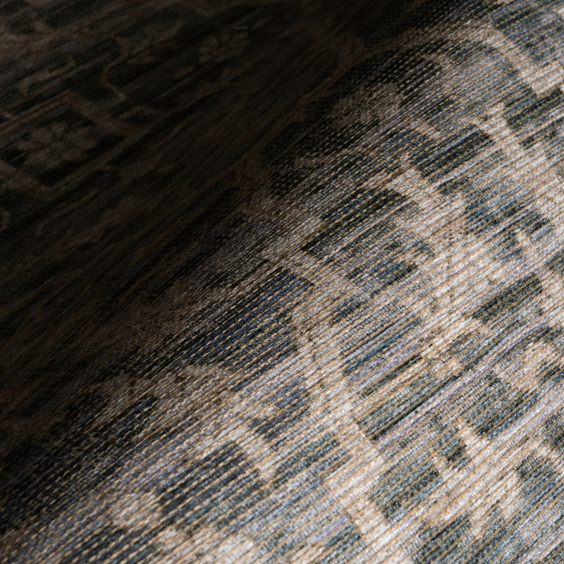 Deliora Traditional Diamond Area Rug, Blue, Rectangle 6'7" x 9'