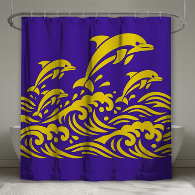  Rideaux de douche Dolphins Waves